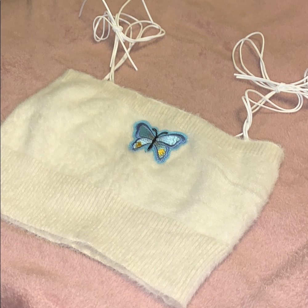 Cream butterfly tank top